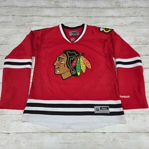 Reebok NHL Jersey Women L Red Chicago Blackhawks Home Premier Long Sleeve Mesh